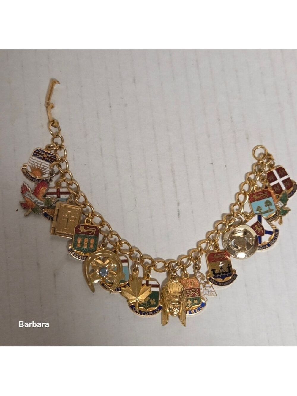 Vintage Gold-tone Provincial and Other Charm Bracelet